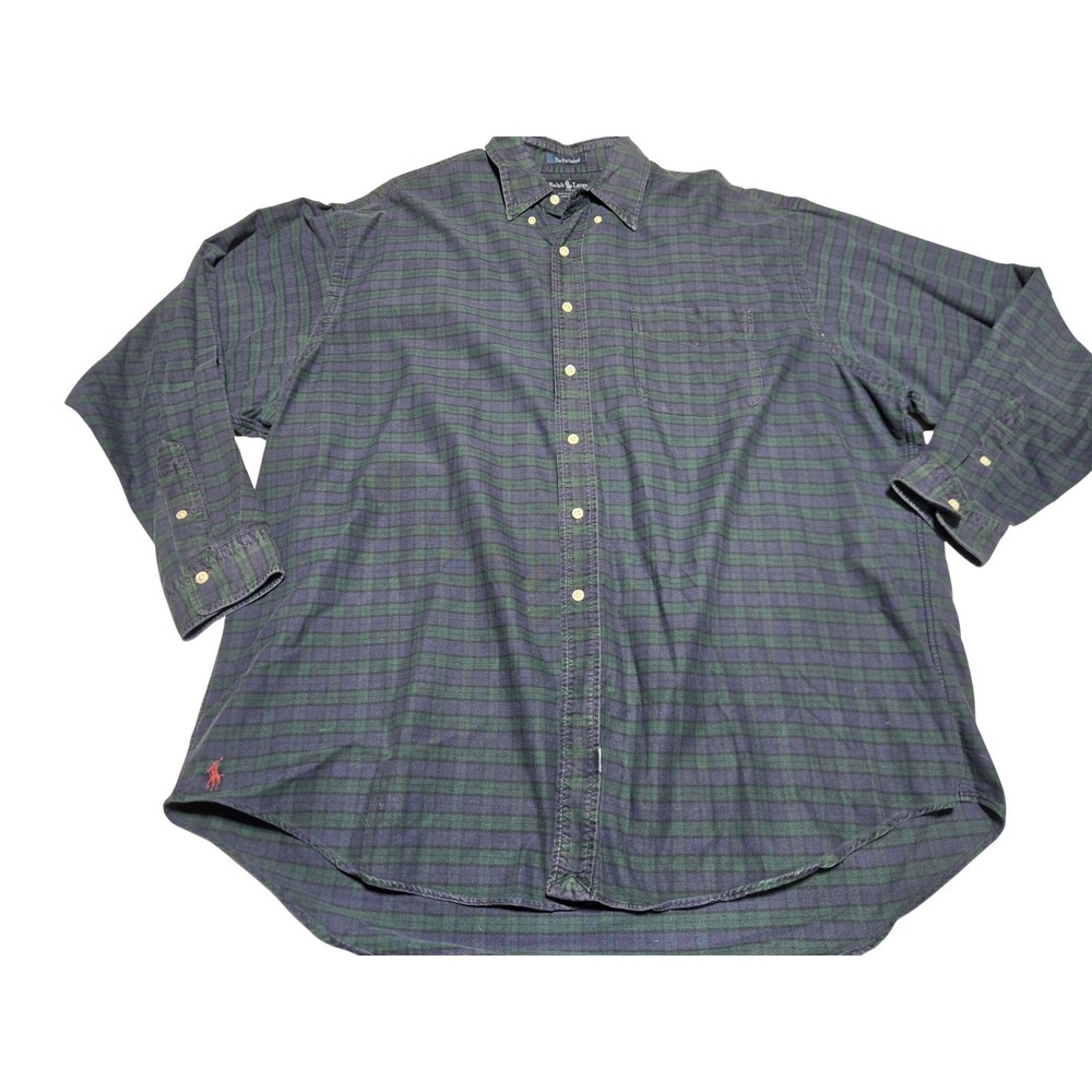 Polo Ralph Lauren Big Oxford Plaid Button Down Shirt Men's‎ 2XL Green Made USA